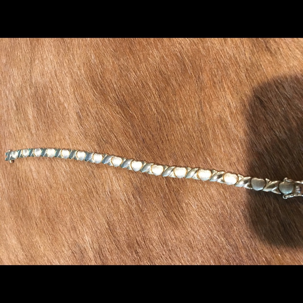 925 Sterling With Gold Plating X and O Bracelet